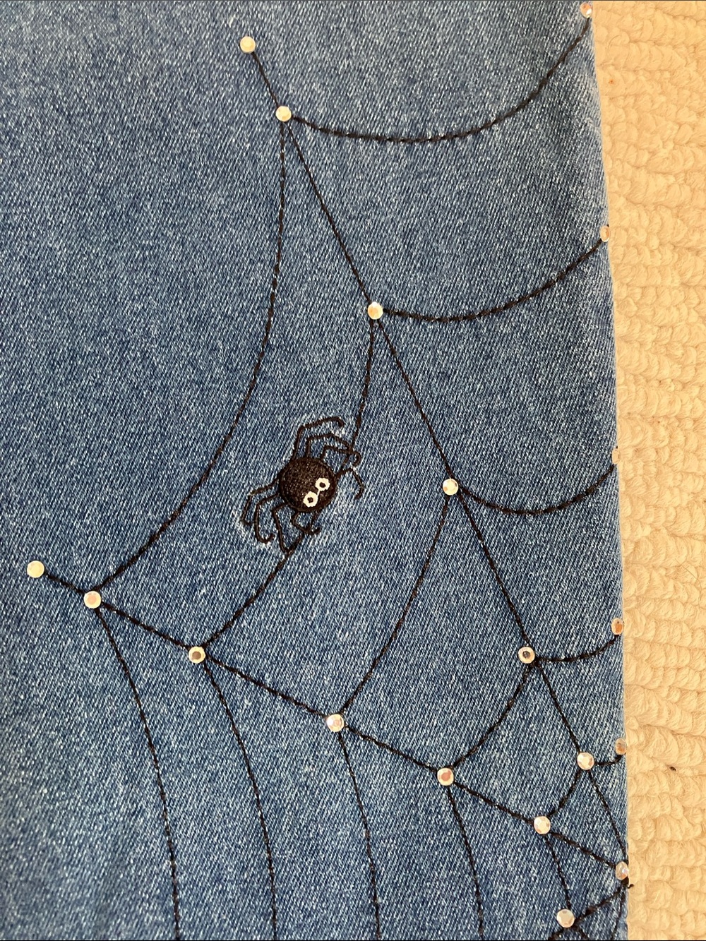 Spider jeans Spiderweb mom jeans 10 fall Halloween vintage Quacker Factory 90s